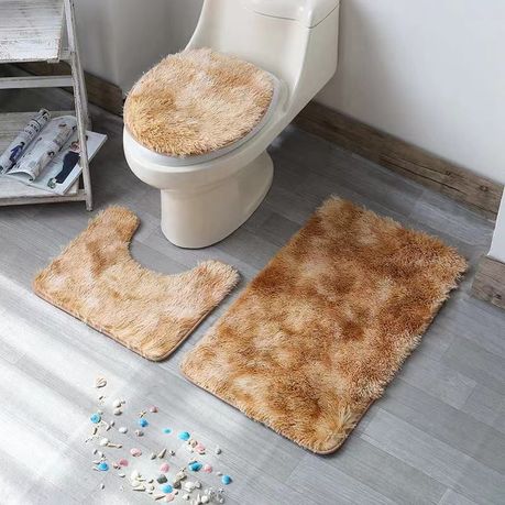 3 Piece Toilet Seat & Bathroom Mats Set