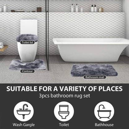 3 Piece Toilet Seat & Bathroom Mats Set