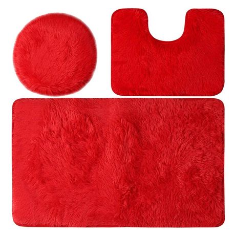 3 Piece Toilet Seat & Bathroom Mats Set