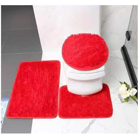 3 Piece Toilet Seat & Bathroom Mats Set